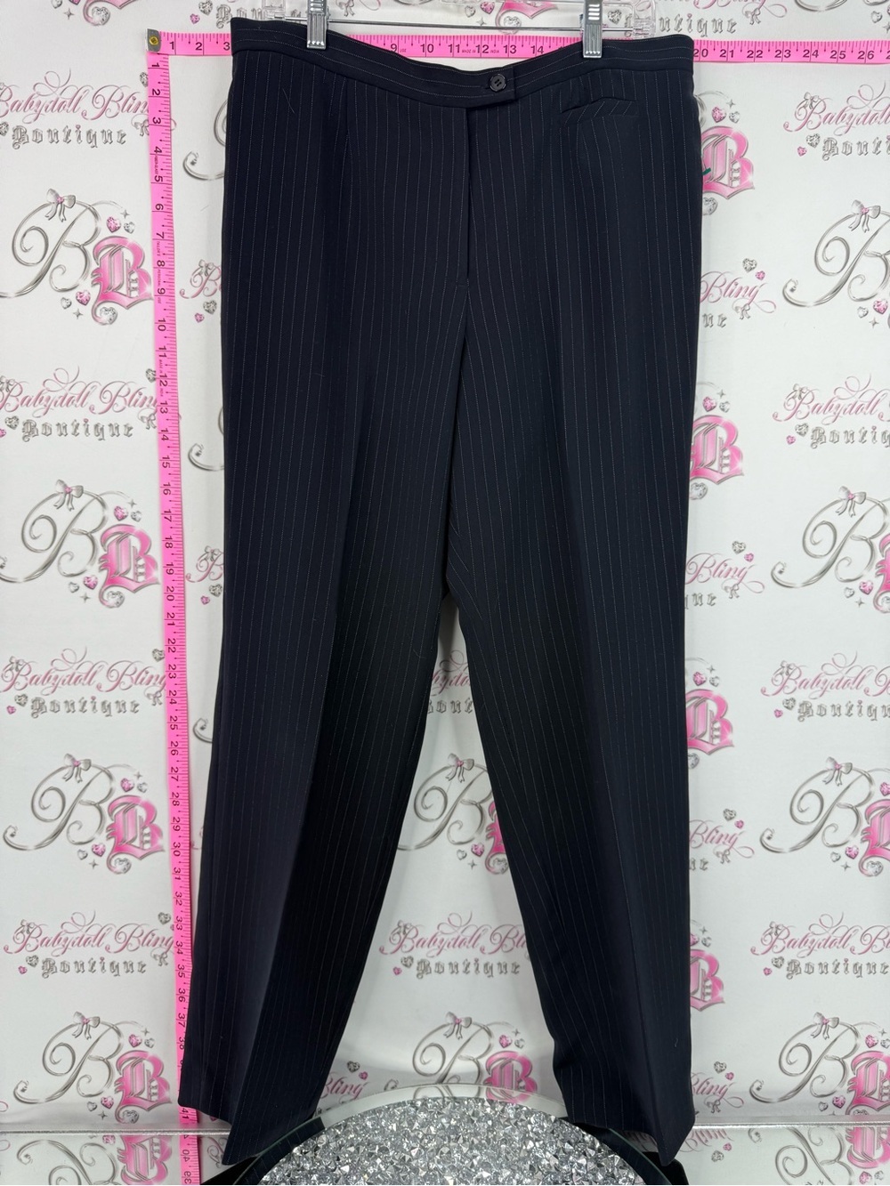 Jessica trouser pants stripes dark navy white Black Pinstripe Dress Pants